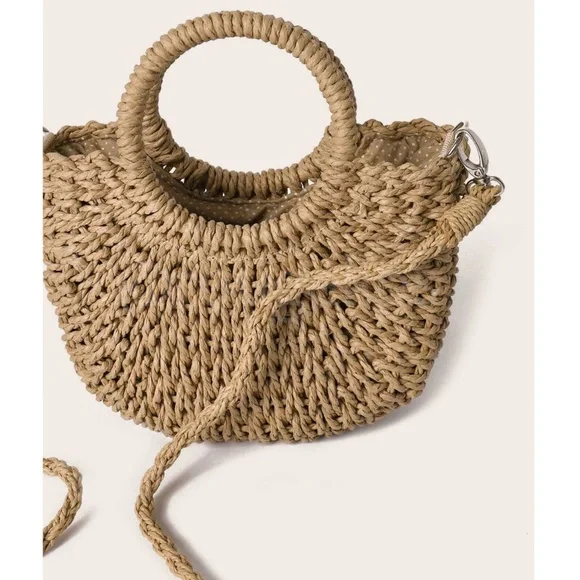 Straw Round Mini Bag Shoulder Strap - Picture 6 of 9